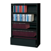 Hirsh 42 inch Wide 5 Drawer Metal Lateral File Cabinet with Roll-Out Shelves for Home and Office, Holds Letter, Legal and A4 Hanging Folders, Black