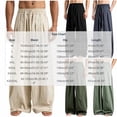 thumbnail image 3 of Blmnix Palazzo Trousers for Men Comfy Pants Baggy Linen Pants Low Rise Leggings Wide-Leg Black Long Mens Pants Casual,L, 3 of 6