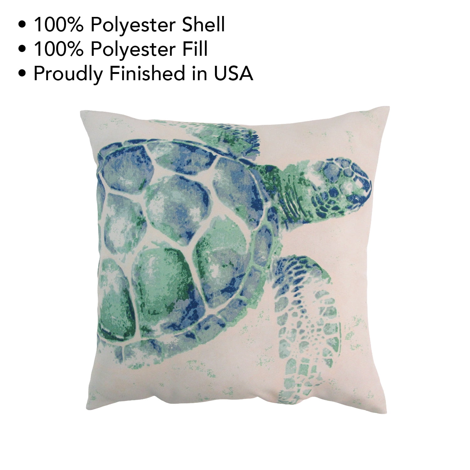 Mainstays 16" x 16" Reversible Decorative Outdoor Throw Pillow, Teal Turtle