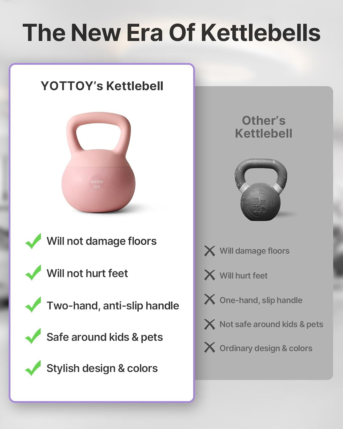 YOTTOY 15 lb Soft Kettlebell — Pink, Anti-Slip Grip,Weight for Home Workouts,Safety Guaranteed