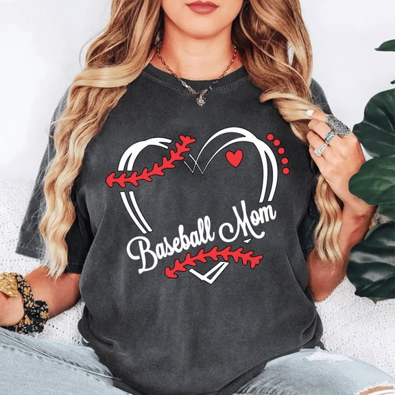 Baseball Mom Heart Graphic T-Shirt