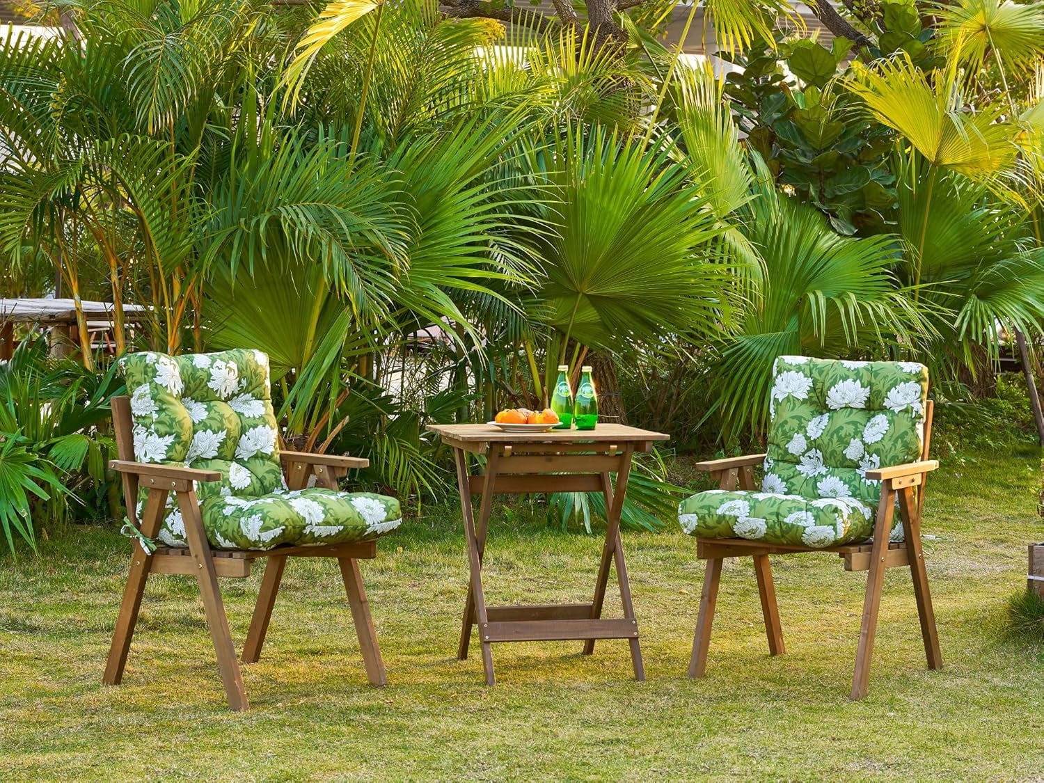 Outdoor Chair Cushions Seat & Low Back,40"x20"x4",Tufted Thick Patio Outside Wicker Chair Seat Cushion Clearance with Ties for Outdoor Furniture,1 Count,Floral