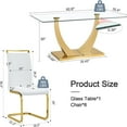 thumbnail image 5 of SUDICA Glass Dining Table Set for 6, 63" Rectangular Tempered Glass Table with White PU Leather Chairs and Gold Metal Legs for Dining Room, 5 of 7