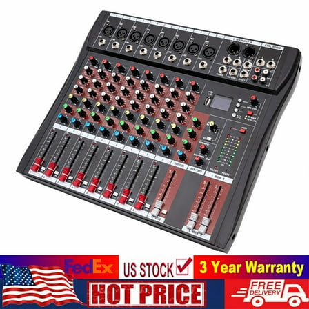 Pro 8 Channel Bluetooth Studio Audio Mixer Live Sound Mixing Console with USB