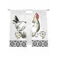 thumbnail image 2 of Chicken Semi Sheer Curtains 63 Inch Length 2 Panels Set, Farmhouse Country Animal Black Flower Leaf Sheer Kitchen Curtain Privacy Voile Window Curtain for Living Room Bedroom Rod Pocket Drapes, 2 of 7