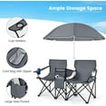 thumbnail image 6 of Double Camping Chair for 2 People – Portable Folding Outdoor Loveseat with Removable Umbrella, Cup Holders and Carrying Bag, 6 of 8