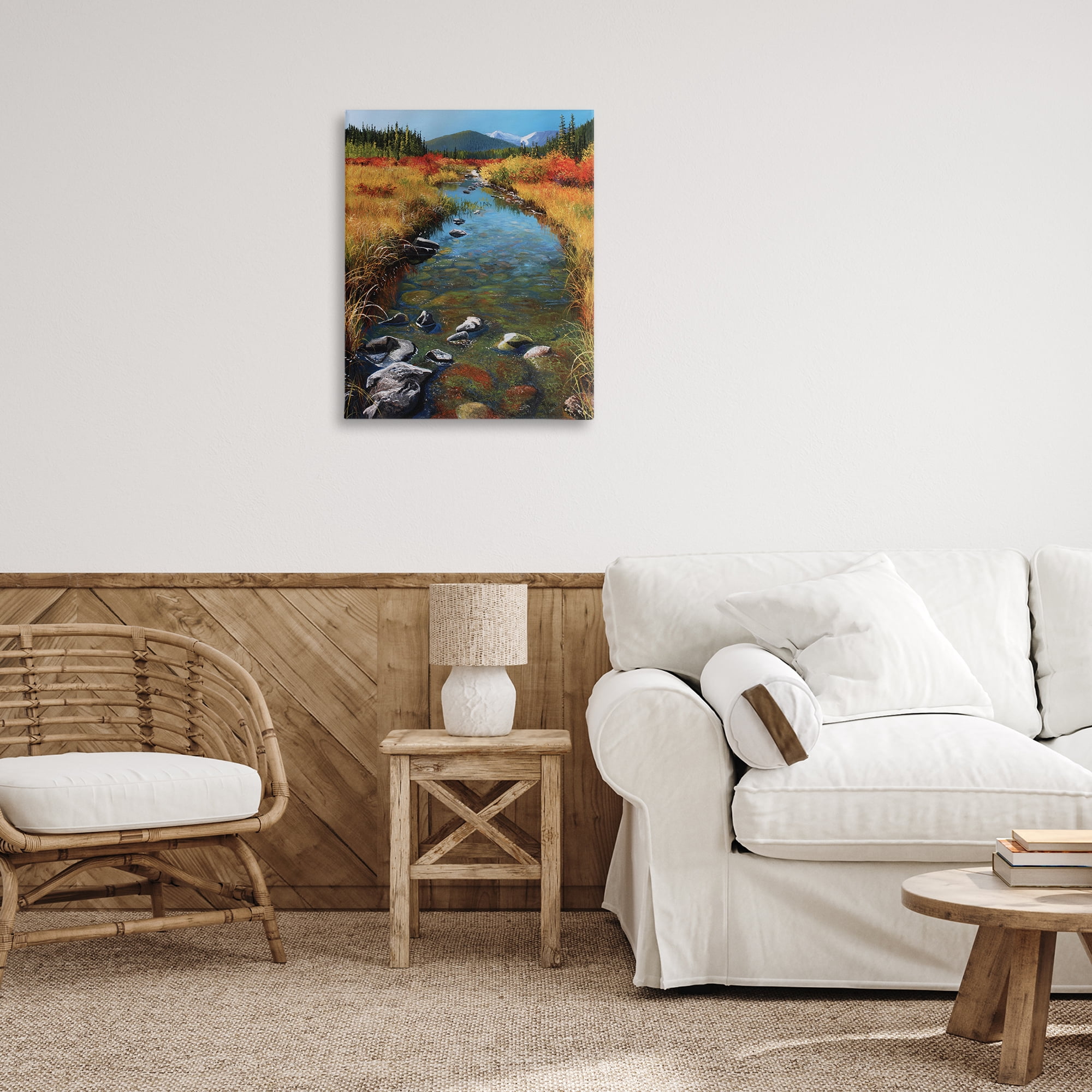 Stupell Industries Outflow From Lake Landscape & Nature Painting Wrapped Canvas Art Print Wall Art, 24 x 30