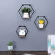 thumbnail image 1 of Soporte flotante hexagonal montado en la pared, juego de tres piezas negras, soporte de pared metálica moderno, 1 of 5
