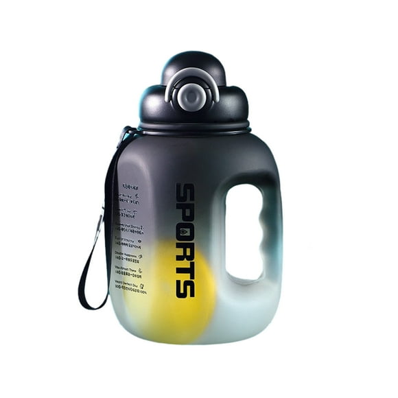 Matoen12 2.5L Water Bottle - Straw & Chug Lid - Big Water Bottle with Straw - BPA Free Gym Water Bottle with Handle - Gallon Water Jug (85 oz, Black)