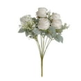thumbnail image 1 of Ramo de flores artificiales de rosa roja simulada - 11 rosas de seda de 12,99" para bodas y decoración del hogar, 1 of 3