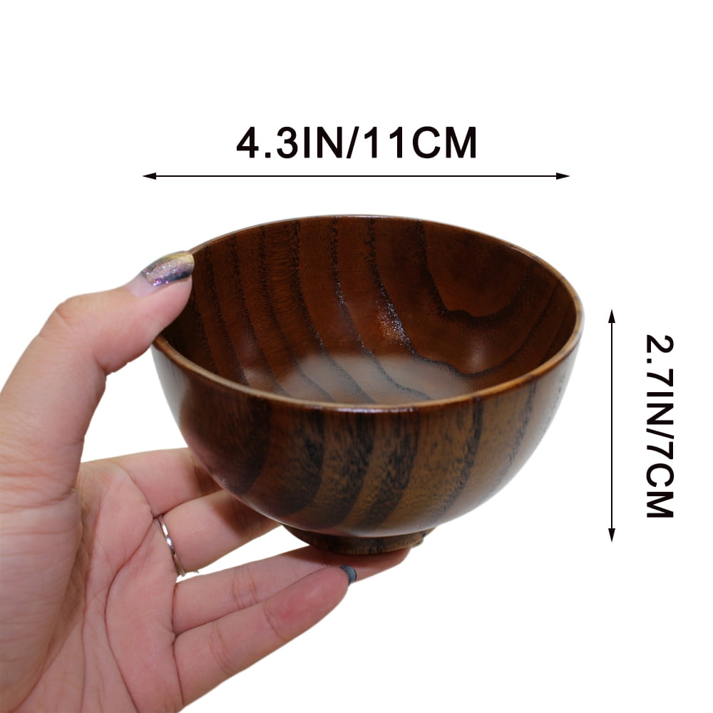 Japanese Style Solid Wood Bowl Children Kids Baby Serving Tableware for Salad Rice Miso Soup Fruits Decorative Display gifts, single bowl