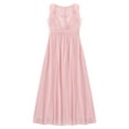 thumbnail image 4 of YiZYiF Kids Girls Chiffon Lace Princess Dress Ruched High Waist 2 Layer Dresses for Wedding Birthday Party Pearl Pink 16, 4 of 7