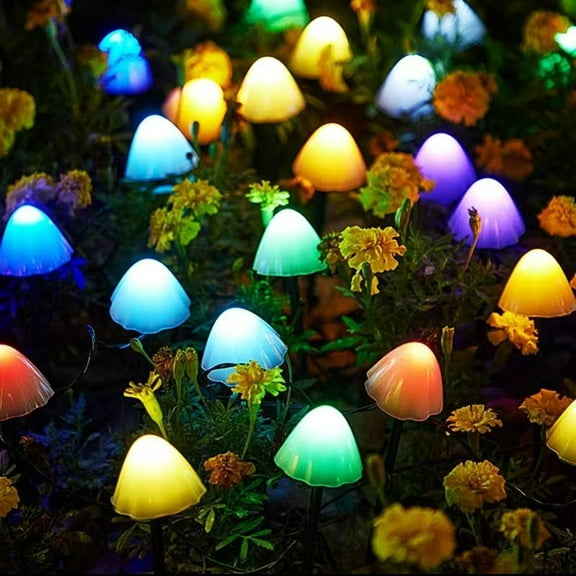Zmeidao Solar Mushroom Garden Lights for Outside, Solar String Lights Outdoor Waterproof, Solar Pathway Lights for Garden Patio Yard Decor