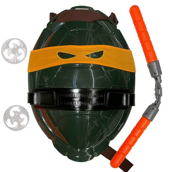 Cosplay Ninja turtle Costume Shell and weapon Superhero for Kids Boys and girls (Orange)