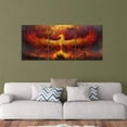 thumbnail image 3 of Fire Phoenix Wall Art Prints Volcanic Burning Phoenix Birds Canvas Picture Posters Prints Artwork 3 Piece Home Office Living Room Bedroom Decor Framed Ready to Hang - 36" W x 16" H, 3 of 6