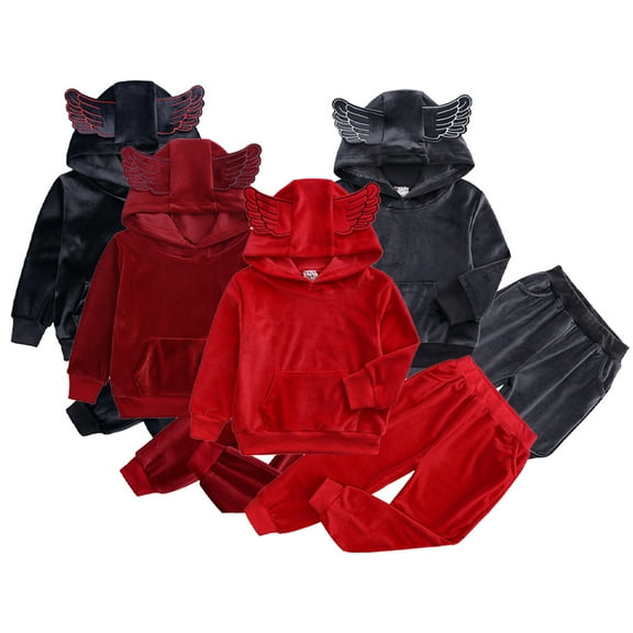 Esaierr 2Pcs Kids Toddler Fleece Sweatpants Set Solid 9M-8Y Hoodie Autumn Winter Jogger Pants Track Suits Infant Sweatsuit Sweat Solid Sweat Suits for Boys Girls