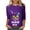 Purple#11, variant on Mardi Gras T-shirts for Women Funny Mask Graphic Tees 3/4 Length Sleeve Womens Tops Holiday Party Blouse ZC-Purple S