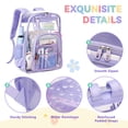 thumbnail image 4 of Soda Candy Clear Backpack Heavy Duty TPU Transparent Backpack Stadium Approved Large Waterproof Clear Book Bag Quick Security Check See Through Backpack with Reinforced Straps, Purple, 4 of 10