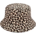 thumbnail image 1 of Reversibel Leopard Bucket Hat Bomull Fiskehatt Packable Cheetah Solhatt för Kvinnor och Män, 1 of 5