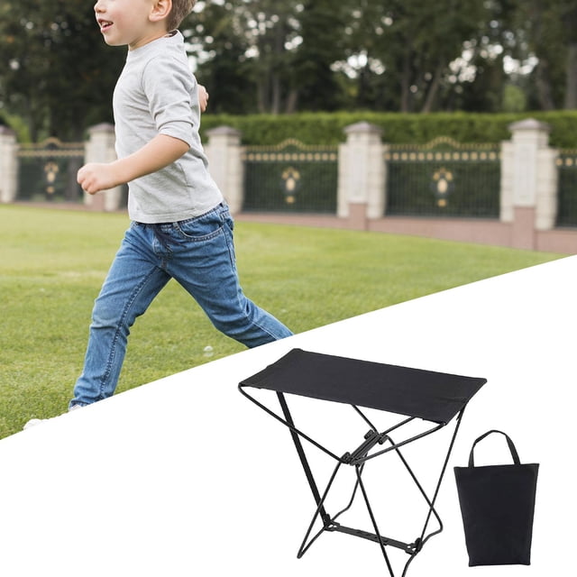 Taburete Plegable, Silla de Camping Portátil, Muebles de Exterior, Taburete Plegable, Taburete de Camping para Pesca, Viajes, Senderismo, Jardín Negro