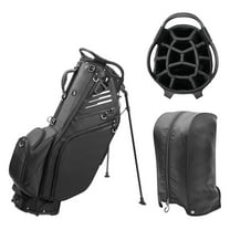 Golf Stand Bag 14 Way Full-Length Dividers with Stand, Lightweight Waterproof Golf Bag, 8 Pockets, Cooler Pouch,Golf Club Bag for Men, Dual Strap, Rain Hood, Black
