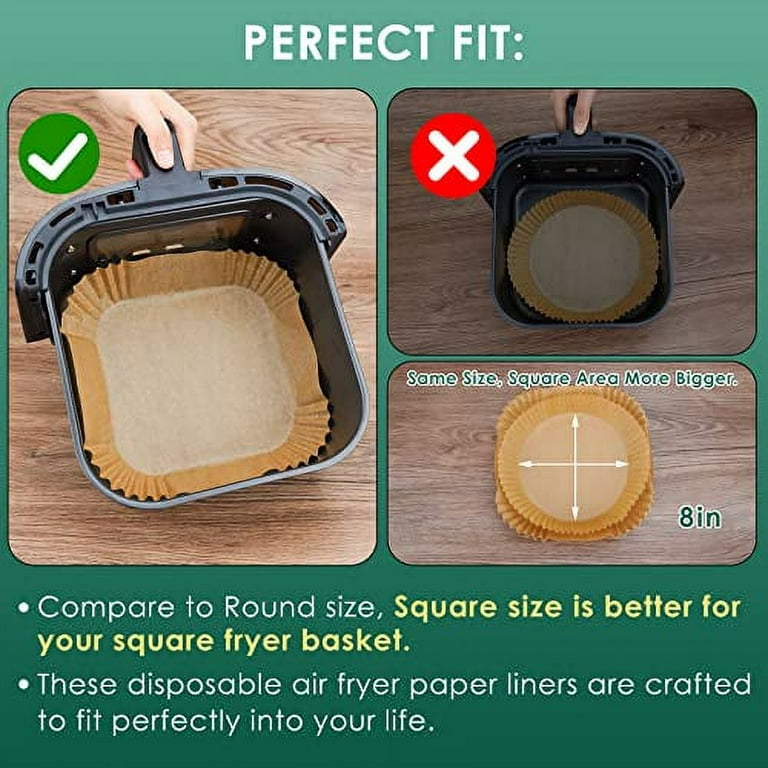 Air Fryer Liner Disposable, LOVE DOCK 100Pcs Parchment Paper, Air Fryer  Disposable Paper Liner for Microwave, Non-Stick Air Fryer Liners Square Free  of Bleach (8IN) 