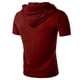 thumbnail image 3 of Playera Elvqul para Hombre Manga Corta Playa Deportivas sin Estampado Rojo con Capucha, 3 of 3
