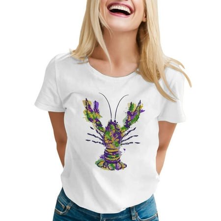 PMUYBHF T-Shirt Décontracté Imprimé à Manches Courtes Col Rond pour Femmes 8558 TTG