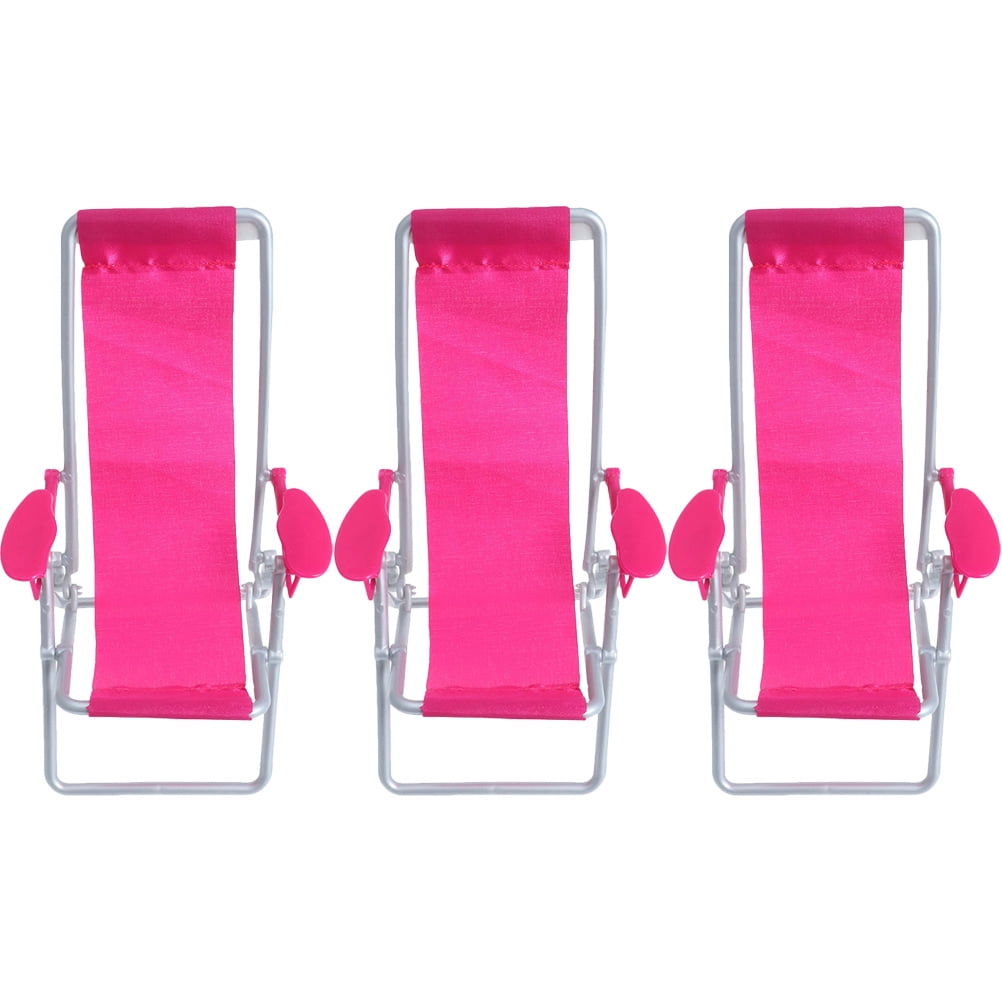 Bestonzon 3pcs Miniature Beach Chair Mini Folding Beach Chair Dolls