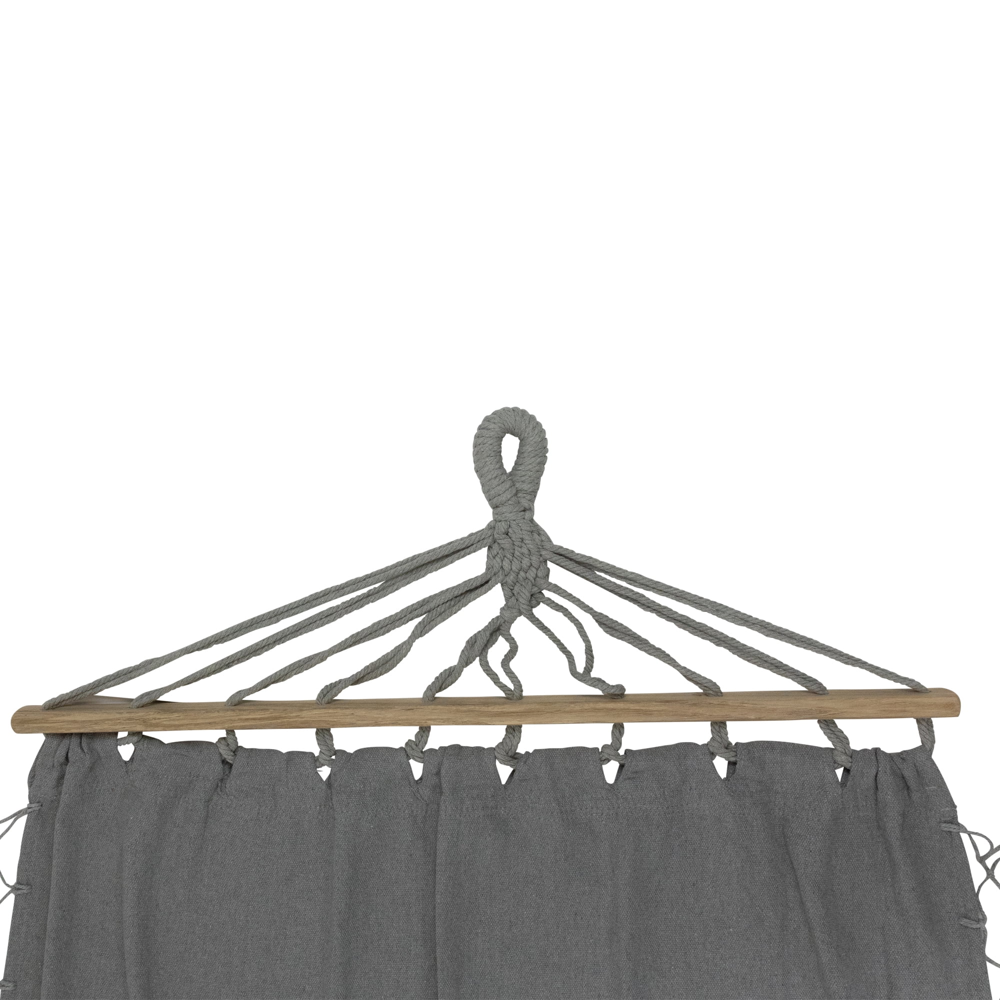 Northlight Hammock with Netted Fringe and Wooden Bars - 100" x 41" - Gray