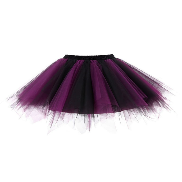 ShomPort Womens Mesh Tulle Mini Skirts Elastic Waist Trendy Puffy Skirts Vintage Bubble Dance Short Skirts Prom Dress Up XX Large Purple Walmart