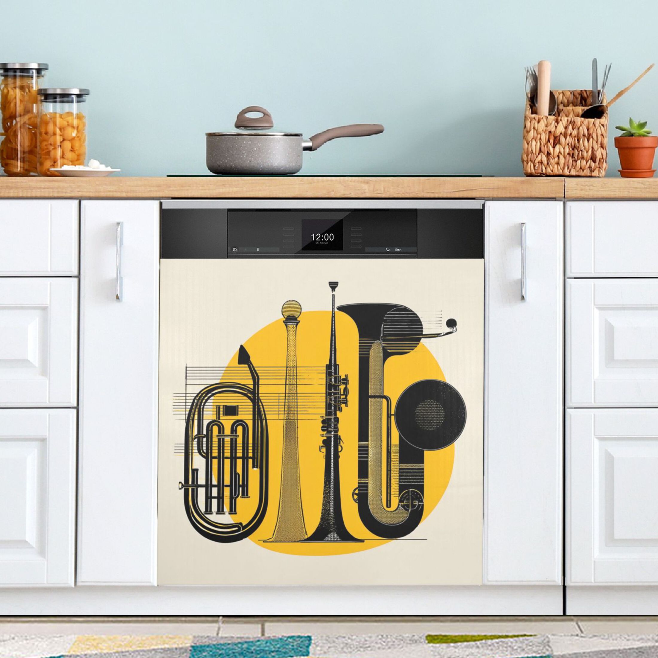 IAUYY Magnetic decorative sticker - 23x26 Inch PVC Refrigerator Decorative Cover, Removable DIY Art for Kitchen Appliances Graphic and Musical Elements