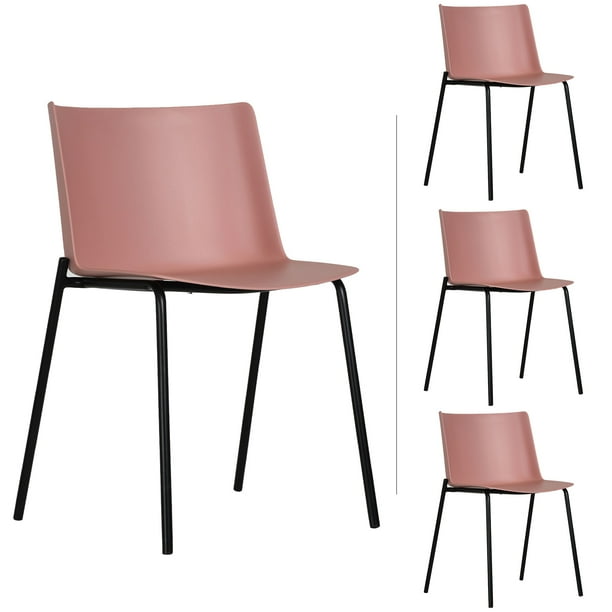 Set 4 Sillas Colombo Plastico y Base Metal para Hogar, Jardin, Oficina Mundo In Noto