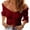 Wine red, variant on Langwyqu Off Shoulder Short Sleeved Women Slim Fit Lace-Up Shirt Crop Tops