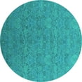 thumbnail image 1 of Ahgly Company Machine Washable Indoor Round Oriental Turquoise Blue Industrial Area Rugs, 8' Round, 1 of 4