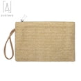 thumbnail image 2 of Gustave Women Fashion Handmade Straw Clutch Bag Zipper Wristlet Purse Beach Handbag Bohemian Straw Knitted Bag, Khaki, 2 of 8