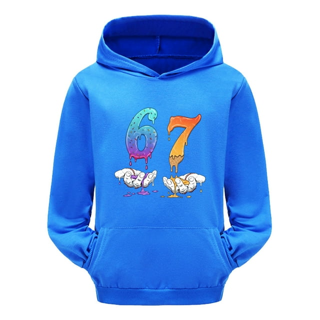 67 Pyjamas Imprimé Graphique Élégant Chandail à Capuche Chandail Confortable avec Poche avant pour Garçons Filles Tenue Décontractée