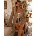 thumbnail image 3 of Women’s Crochet Tie Front Cardigan, Lightweight Open Knit Long Sleeve Boho Sweater, 3 of 6