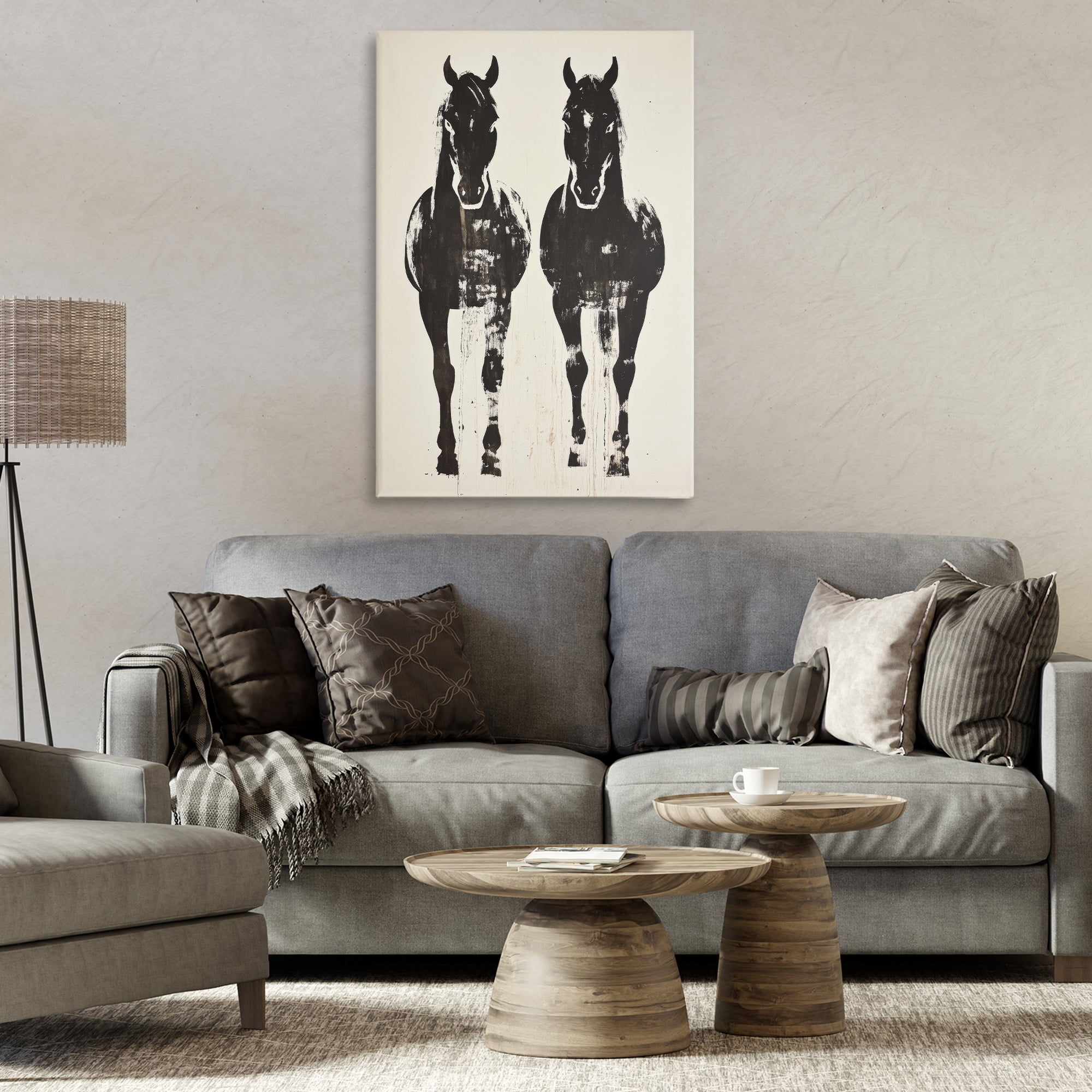 Stupell Industries Silhouetted Horse Couple Canvas Wall Art, design by Petal Prints Design