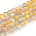 thumbnail image 2 of 5 Strand Synthetic Moonstone Beads Strands Holographic Beads Dyed Frosted Round Yellow 6mm Hole: 1mm about 60~62pcs/strand 14~15 inch, 2 of 3