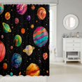 thumbnail image 2 of Manfei Cartoon Colorful Planets Shower Curtain 72Wx78L,Celestial Stars Dots Bath Curtain,Black, 2 of 5