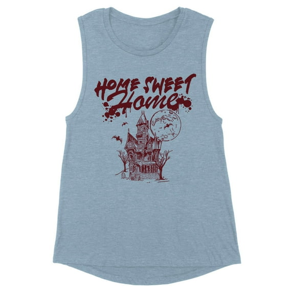 Home Sweet Home Haunted Women's Muscle Tank Small Stonewash Denim
