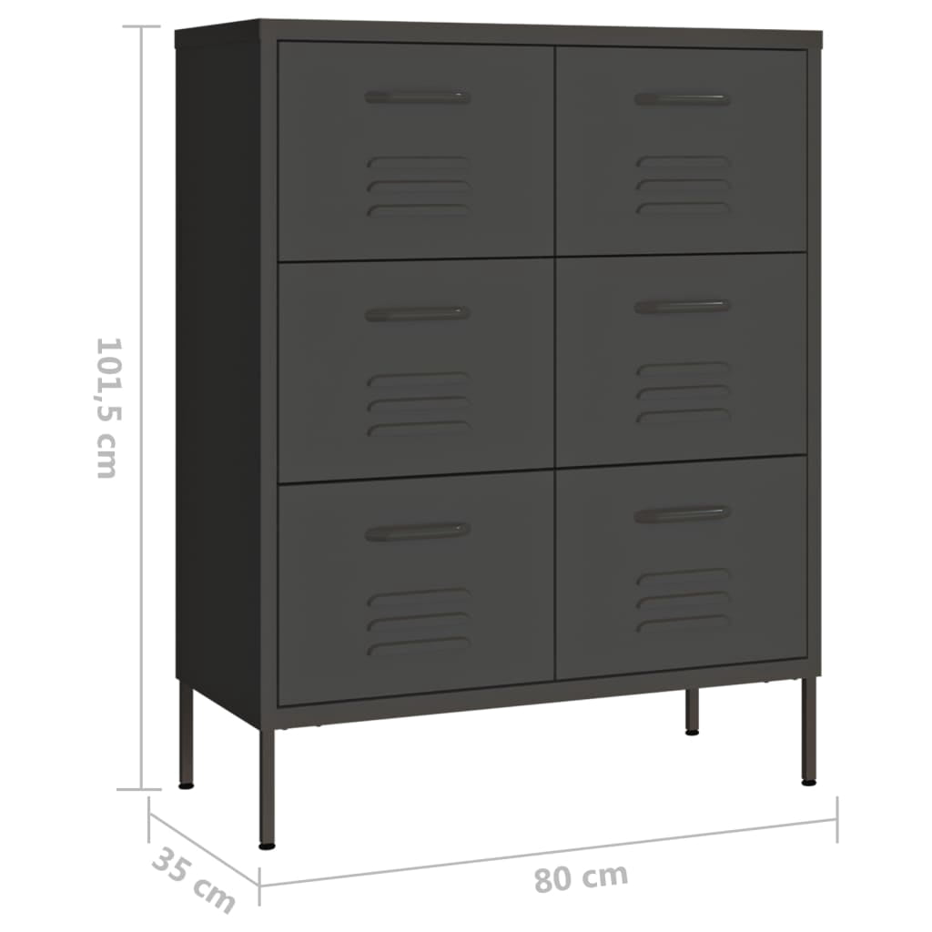 vidaXL Drawer Cabinet Freestanding Storage File Cabinet for Home Office Steel