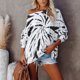 thumbnail image 2 of Sudadera para mujer con hombros descubiertos, teñido anudado, cuello redondo ancho, blusa de manga larga suave y cómoda, negro M, 2 of 6
