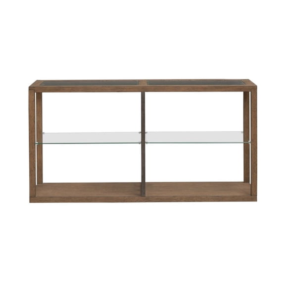 Liberty Furniture Bayhill Trellis Sofa Table for Living Room - Honey w/ Black Metal Accents