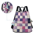 thumbnail image 5 of FORMRS Women's Travel Backpack Purse Anti-Theft Hidden Pockets Casual Shoulder Bag, Pink and Purple Plaid Pattern, 5 of 7