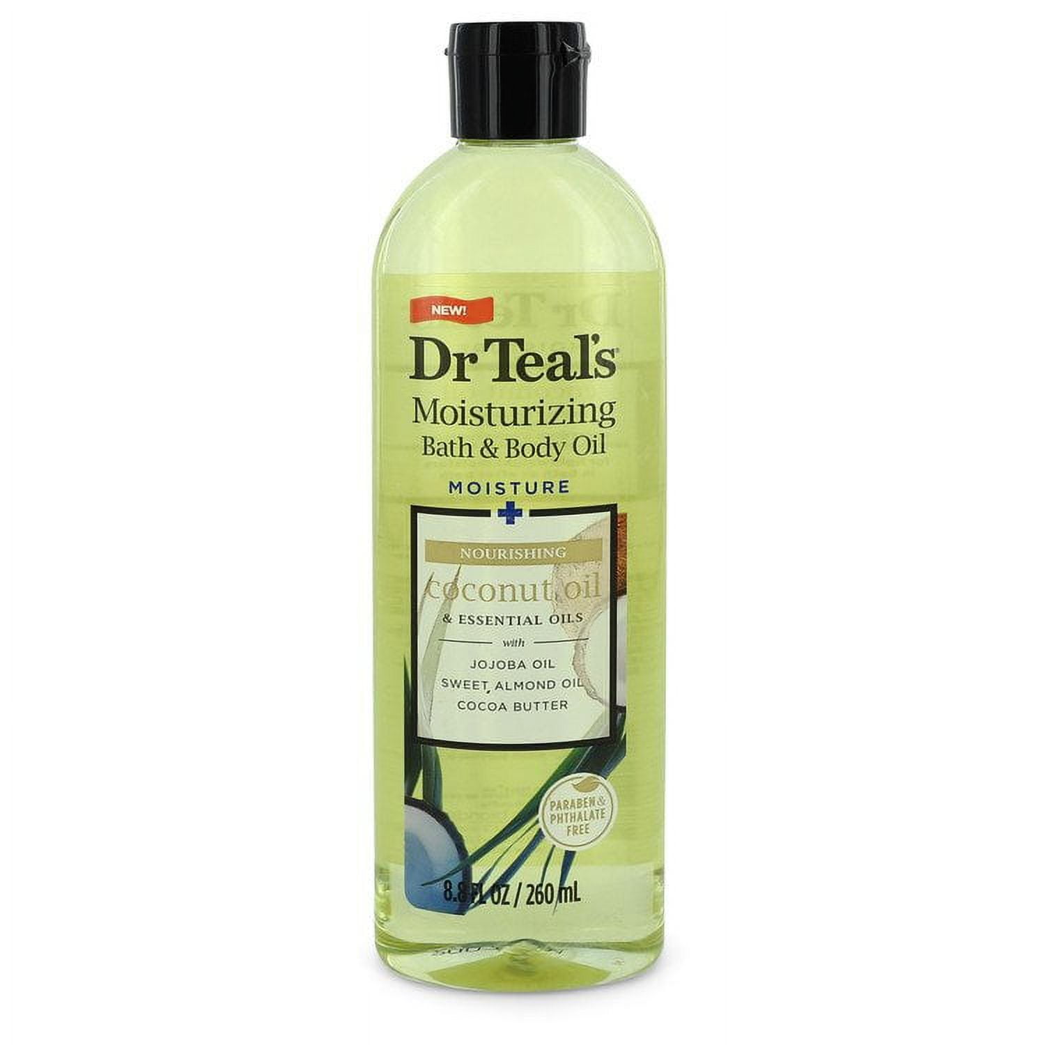 Dr Teal's Moisturizing Bath & Body Oil Nourishing Coconut Oil with Essensial Oils, Jojoba Oil, Sweet Almond Oil and Cocoa Butter By Dr Teal's - 8.8 oz Dr Teal's Moisturizing Bath & Body Oil Nourishing Coconut Oil with Essensial Oils, Jojoba Oil, Sweet Almond Oil and Cocoa Butter By Dr Teal's - 8.8 oz