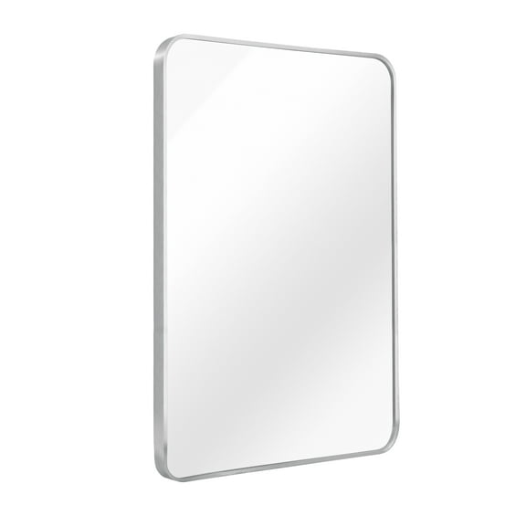 Cterwk 24x36 Inch Rectangular Wall Mirror Vanity Mirror Silver Metal Frame Makeup Mirror for Bathroom, Living Room