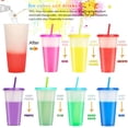 thumbnail image 3 of Trianu 7 Pack Color Changing Cups Tumblers with Lids and Straws, 24 oz Reusable Tumblers Plastic Cold Cups for Adults and Kids, 3 of 8