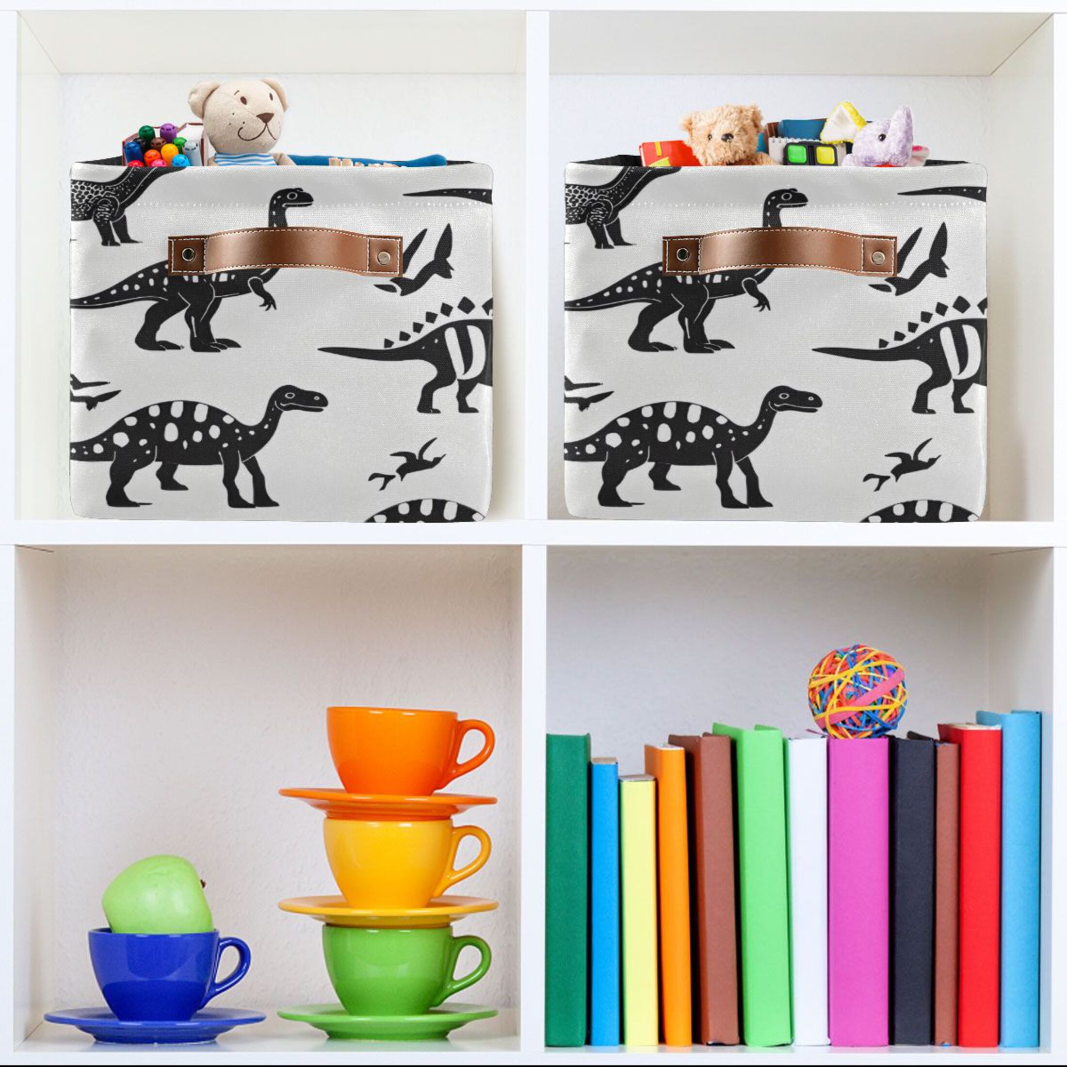 Ryvnso Dinosaurs Storage Basket Large Bin Foldable Boxes Toys Organizer 14.2x10.2x8.3in 2 PCs